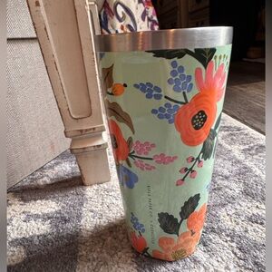 Rifle Paper Co. x Corkcicle Floral Tumbler with Pink and Orange Blooms